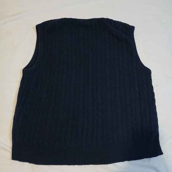 Brooks Brothers Men's XL Navy Blue Cable Knit Vest 100% Cotton‎ - Picture 2 of 8
